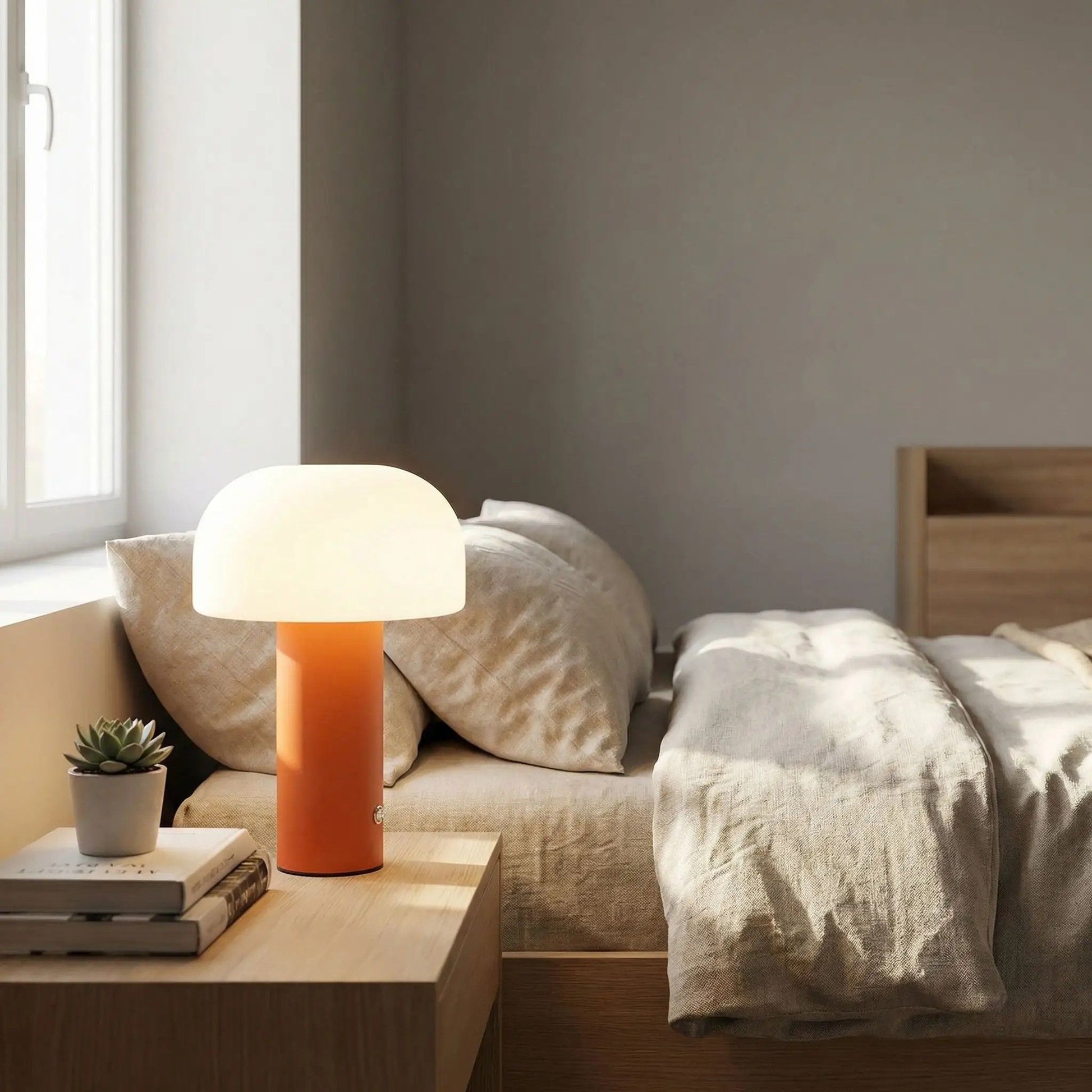 lampe champignon orange couleur orange temperature blanc chaud chevet tactile rechargeable