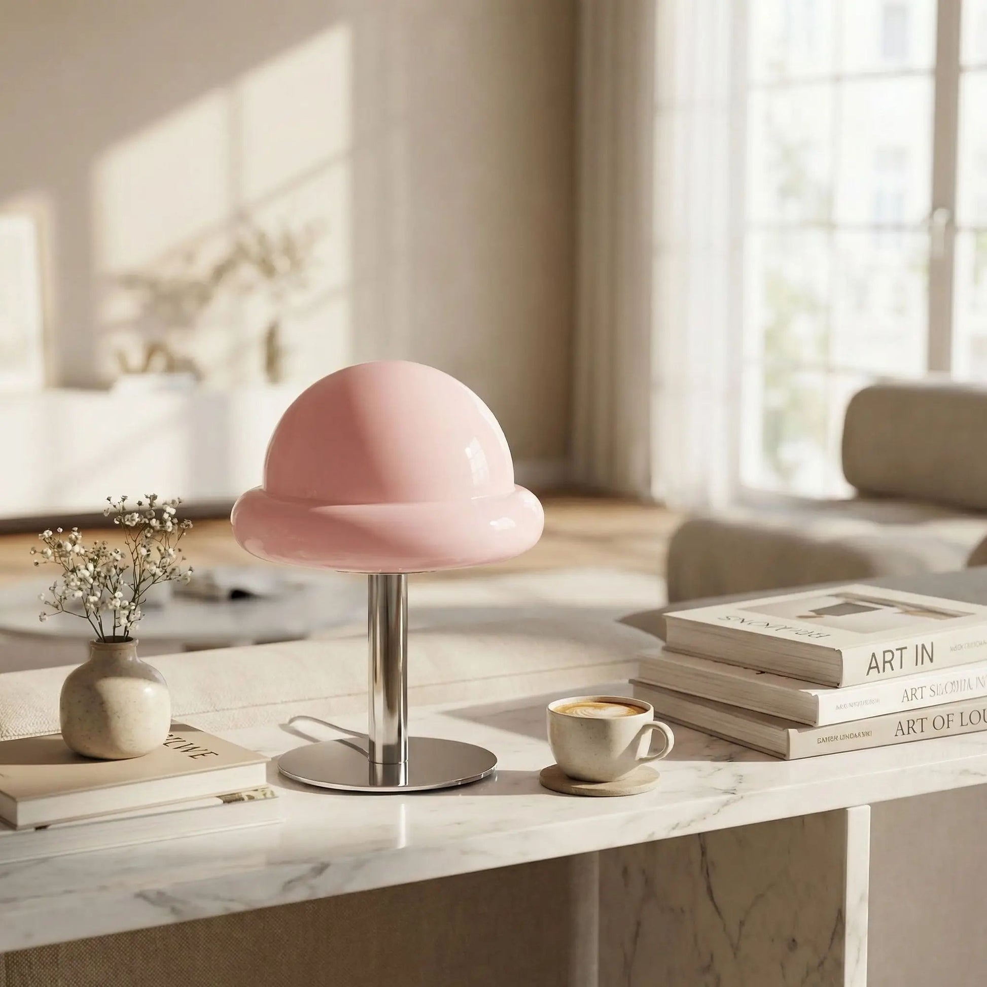 Lampe champignon orange Prise USB LED rose comptoir.