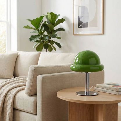 Lampe champignon orange Prise USB LED vert foncé table salon.