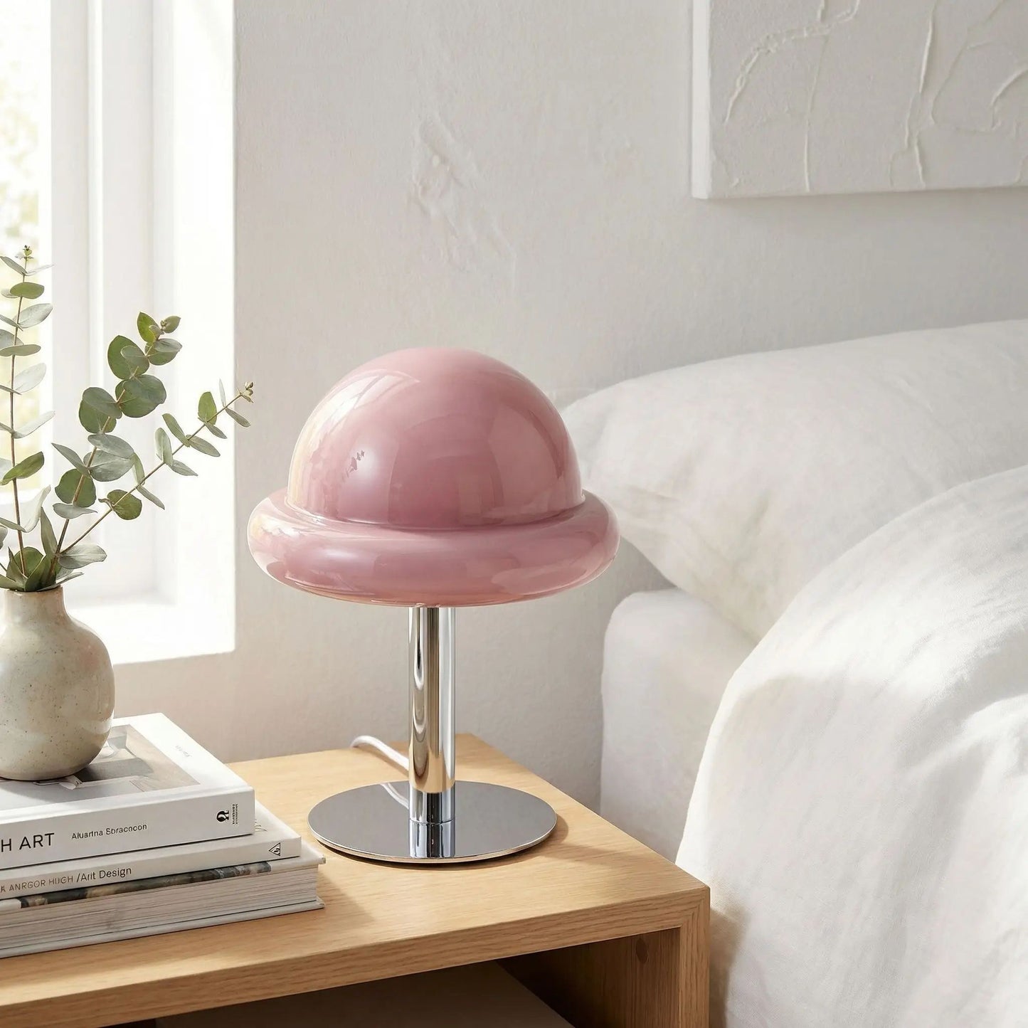 Lampe champignon orange Prise USB LED violet table chevet.