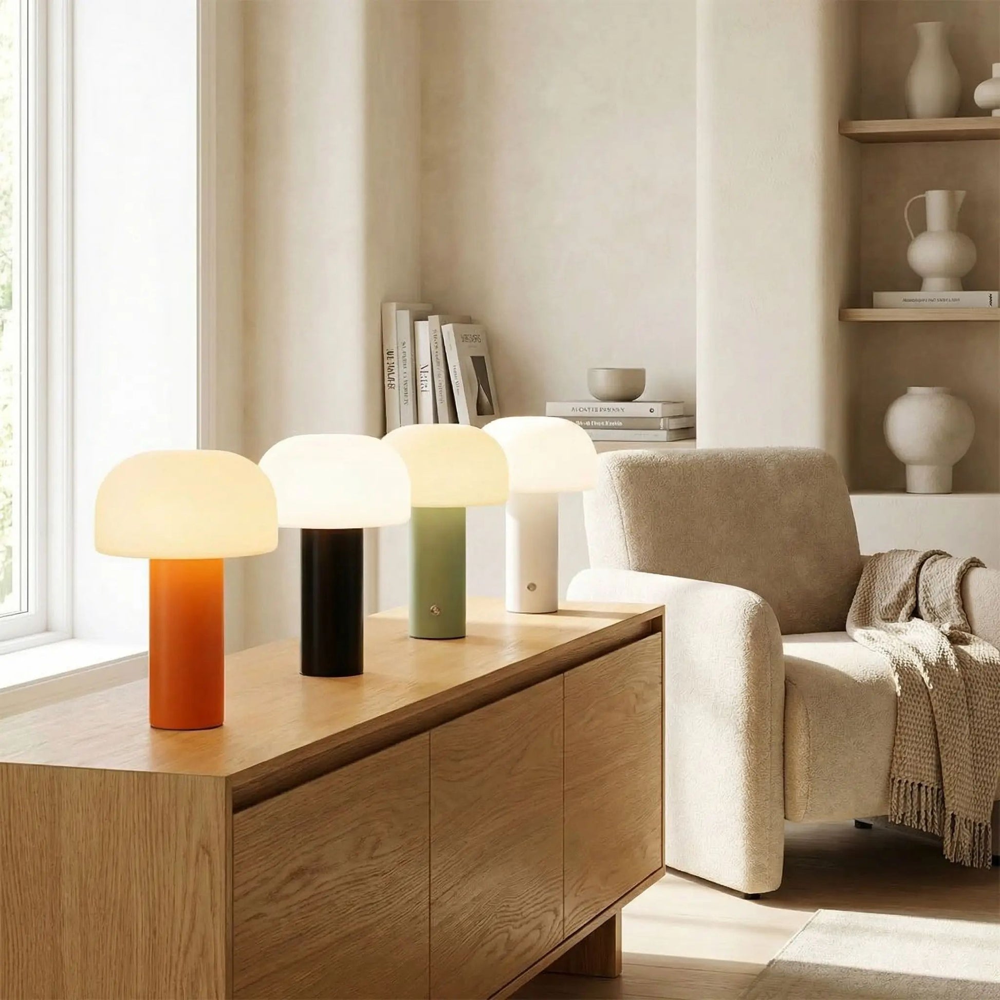 lampe champignon orange couleurs disponible tactile rechargeable