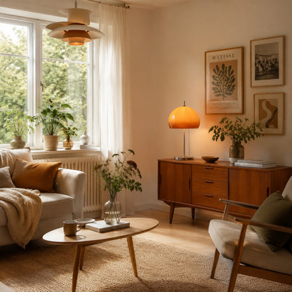 lampe champignon orange grand sejour retro 70