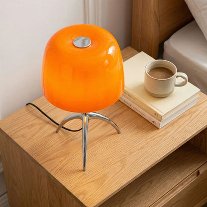 Lampe champignon orange Verre Soufflé vue dessus