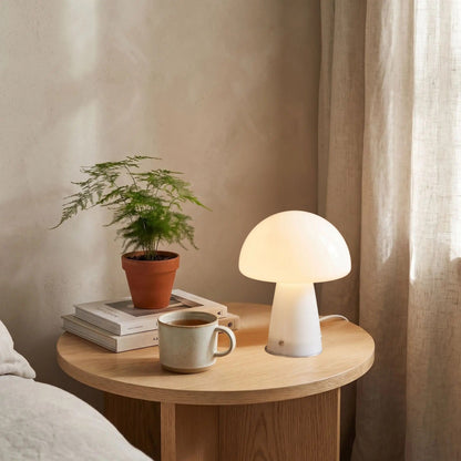 Lampe champignon orange Vintage 70 chevet blanc rétro