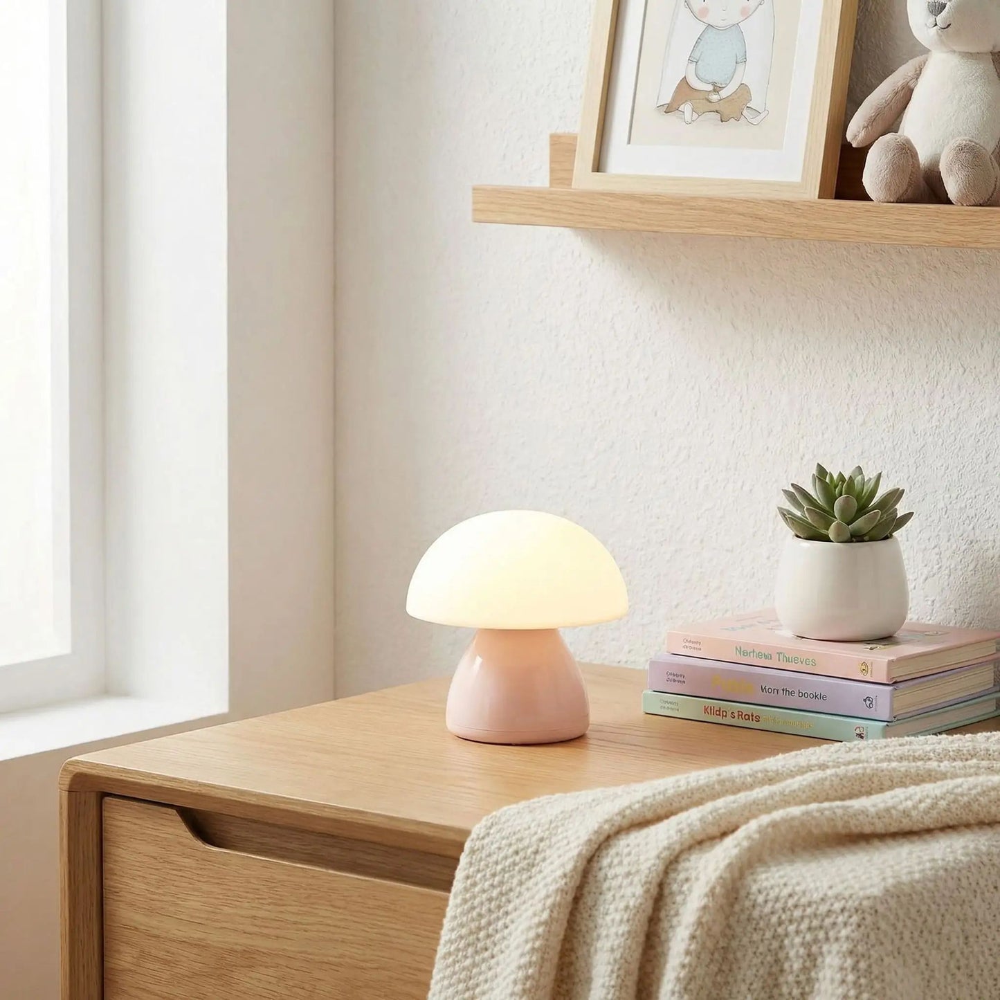 lampe champignon rose table chevet blanc chaud mini tactile rechargeable