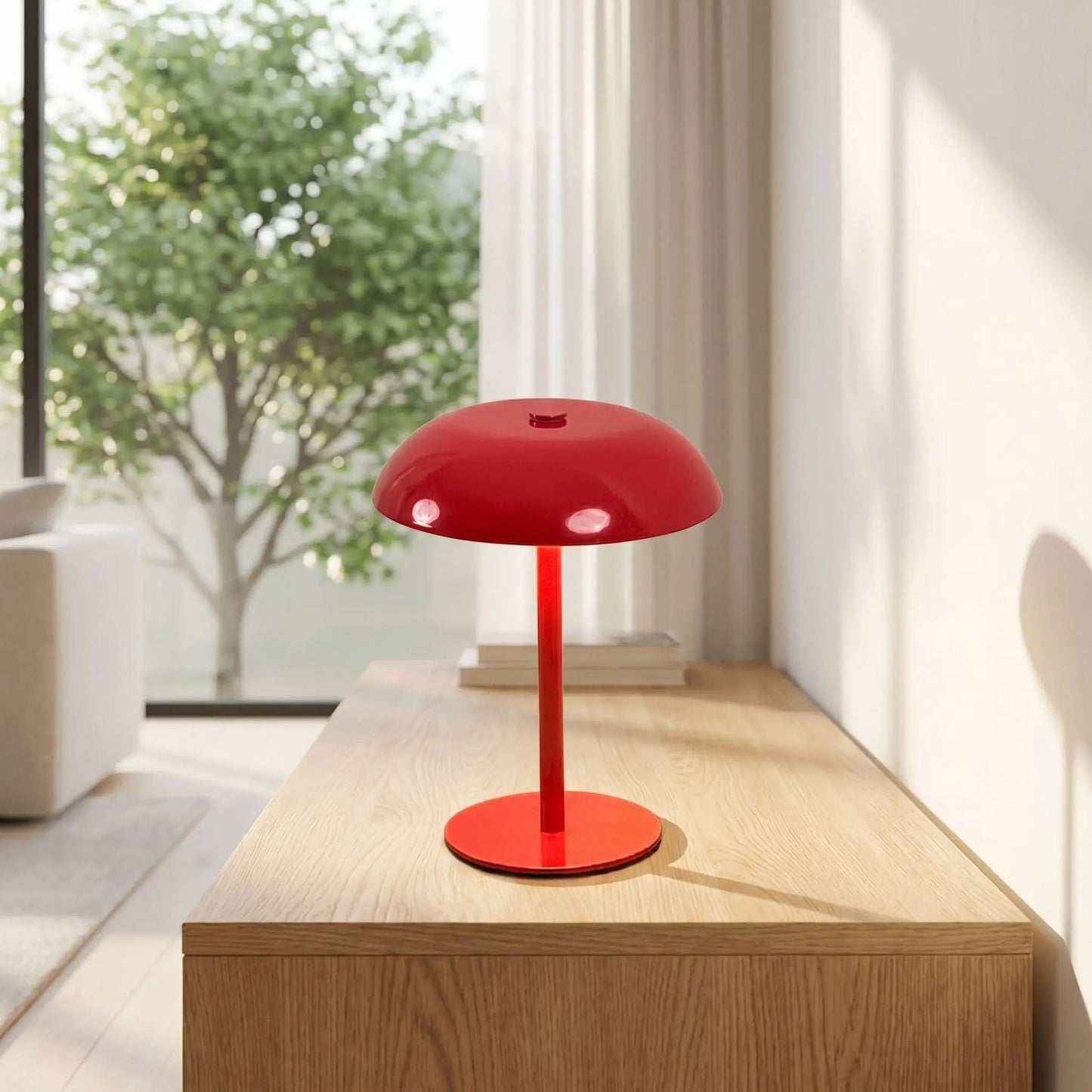 Lampe champignon sans fil Rechargeable 3 ambiances couleur rouge pour séjour