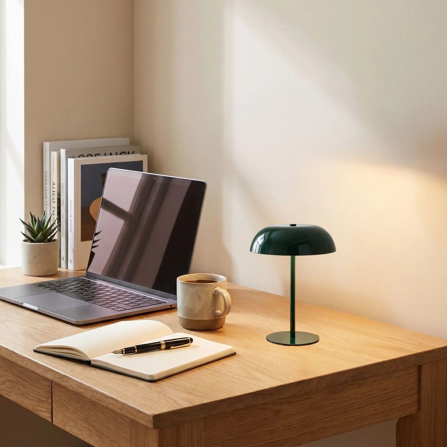 Lampe champignon sans fil Rechargeable 3 ambiances couleur vert pour bureau