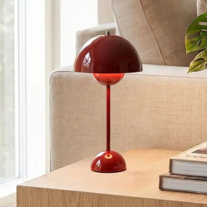 lampe champignon sejour avec plante rouge vu rapproche design italien rechargeable