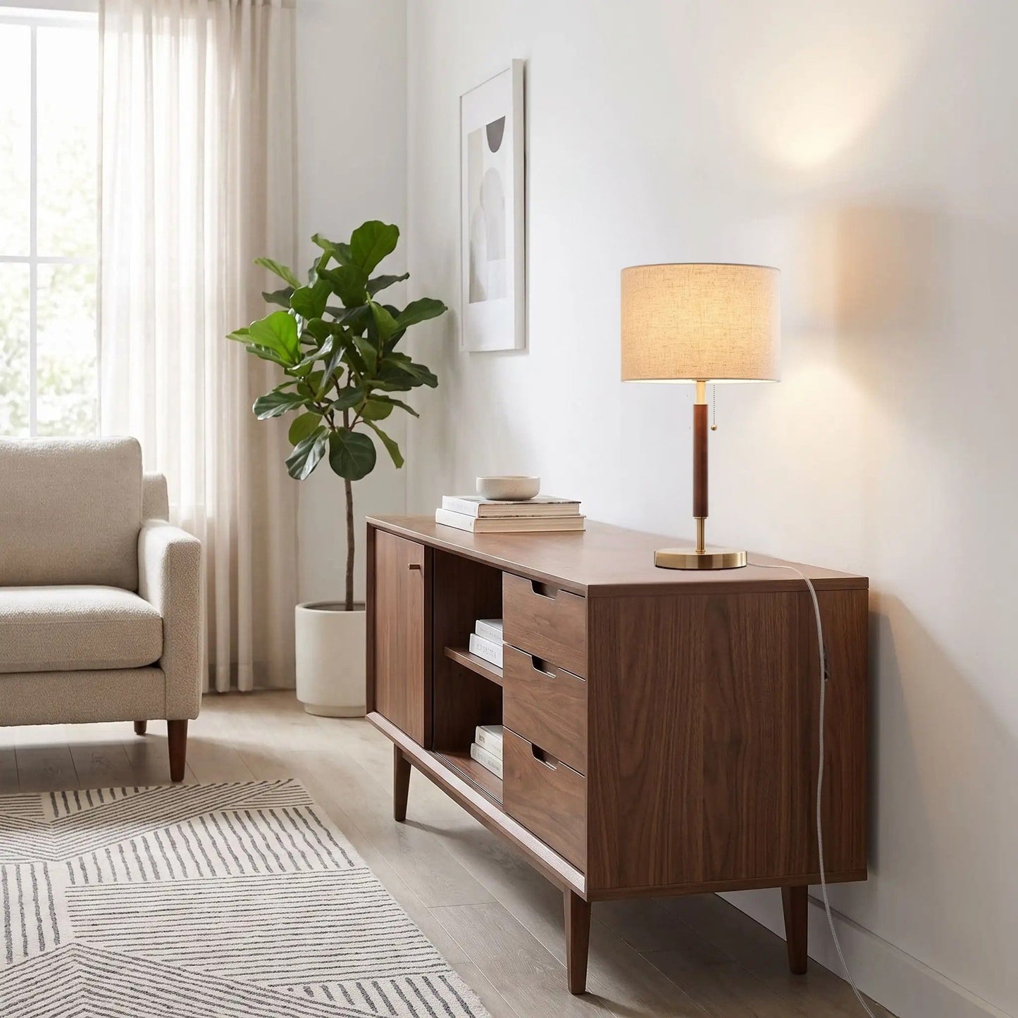 lampe chevet console salon vintage mid-century