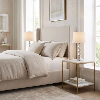 lampe chevet duo de lampe cristal et finition chromee elegante