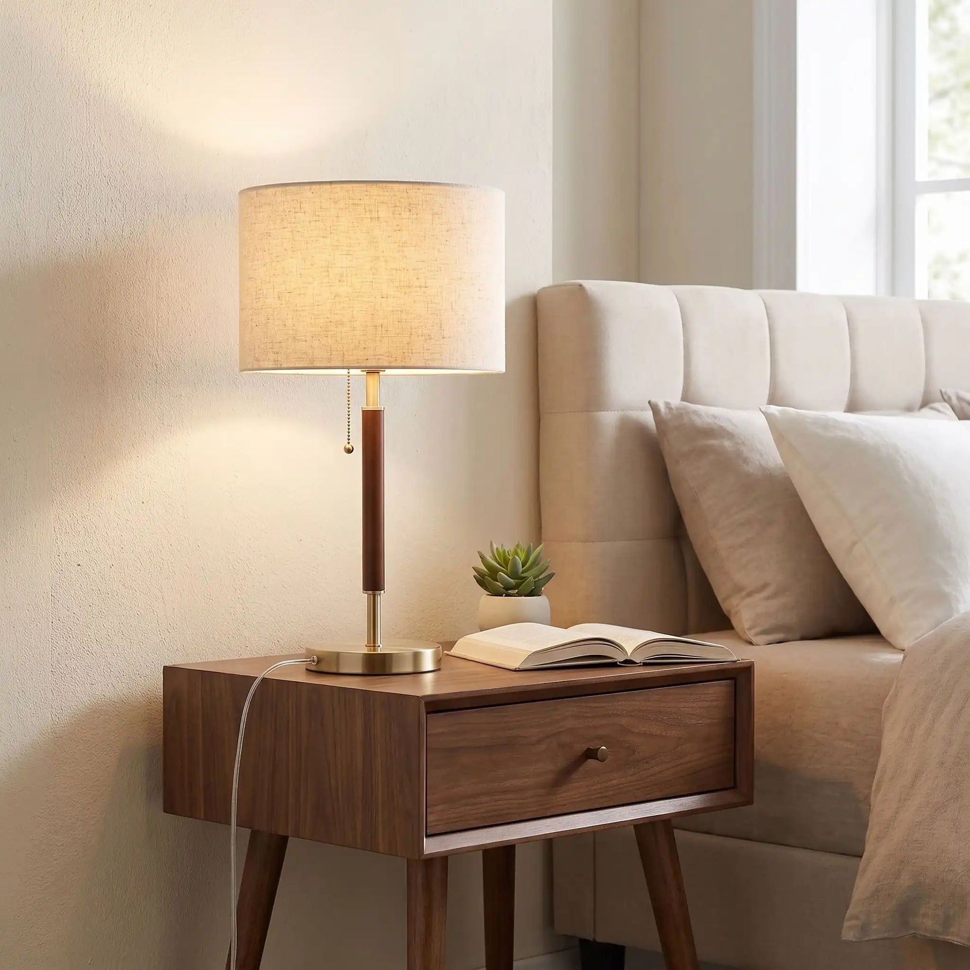 lampe chevet sur table chevet vintage mid-century