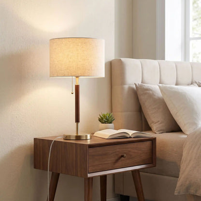 lampe chevet sur table chevet vintage mid-century