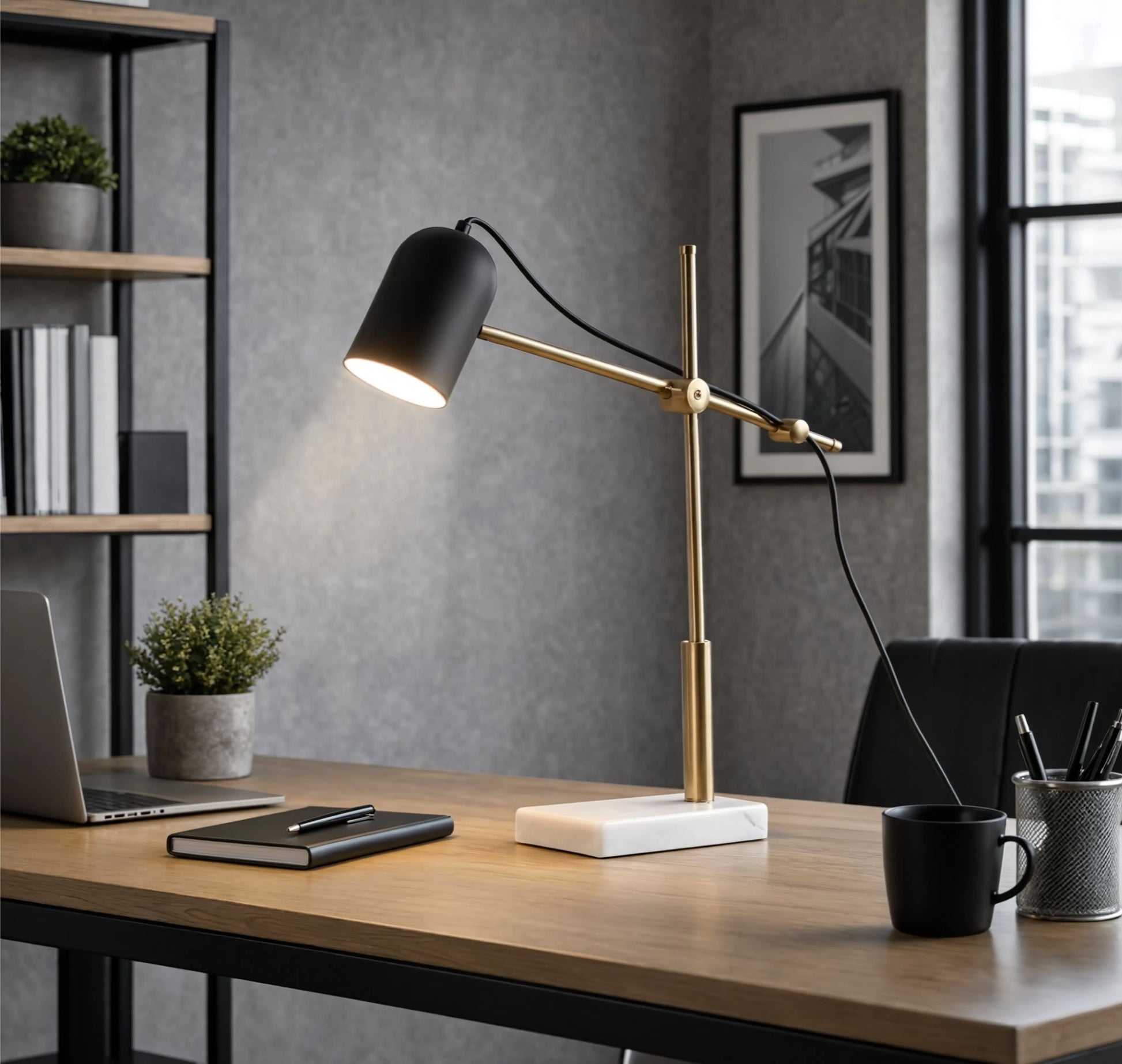 lampe de bureau avec fenetre scandinave articulee