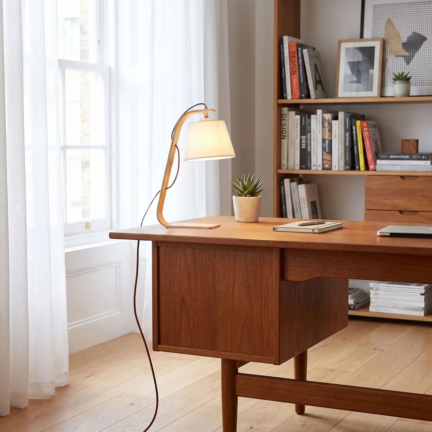 lampe de bureau blanc scandinave bois