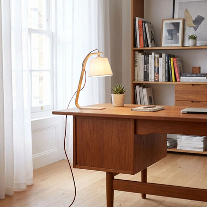 lampe de bureau blanc scandinave bois