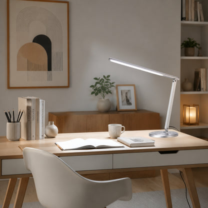 lampe de bureau led argent bureau lumineuse articulee