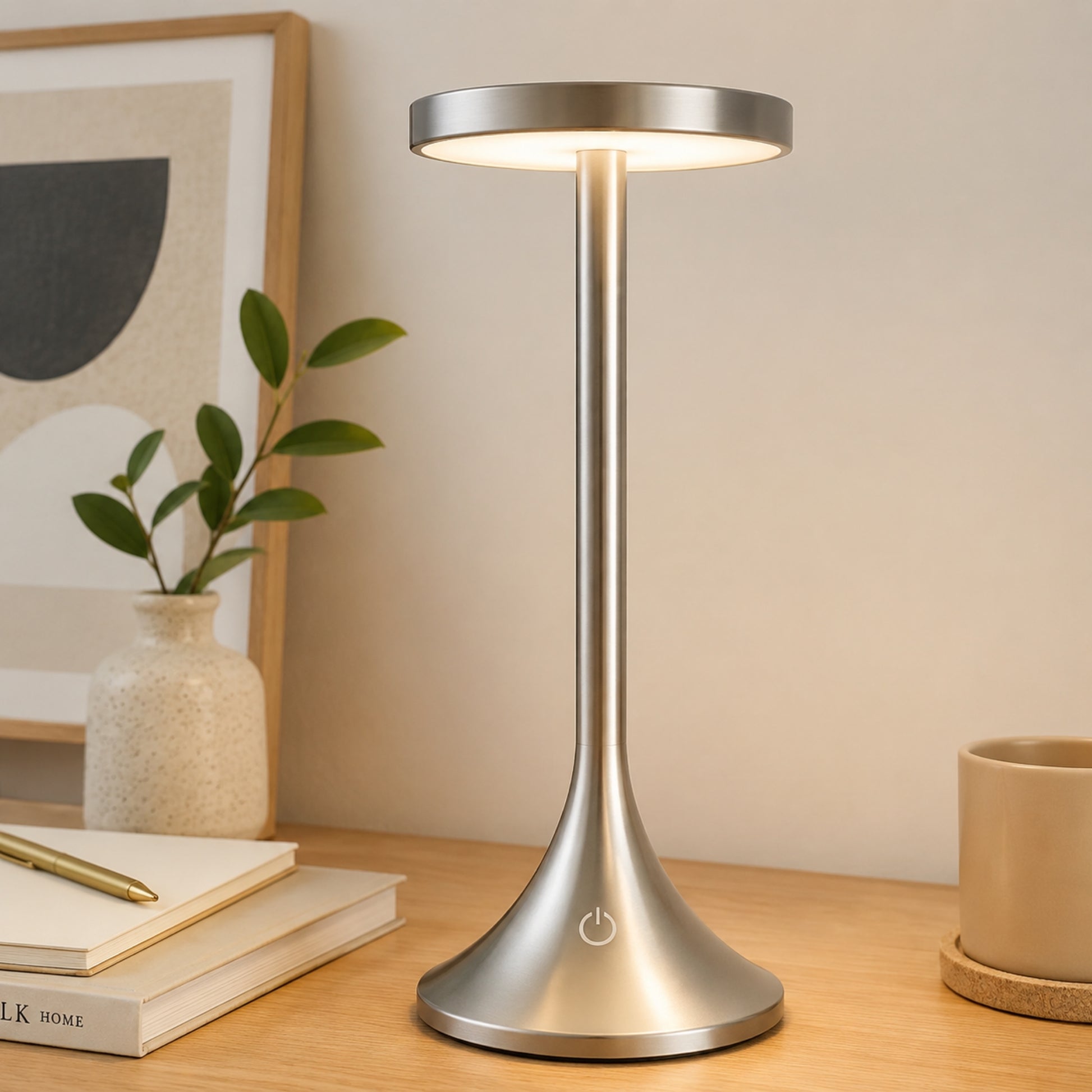 lampe de bureau led argent design contemporain epure