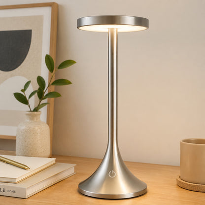 lampe de bureau led argent design contemporain epure