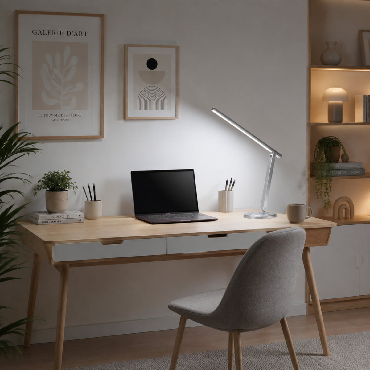 lampe de bureau led argent lumineuse articulee