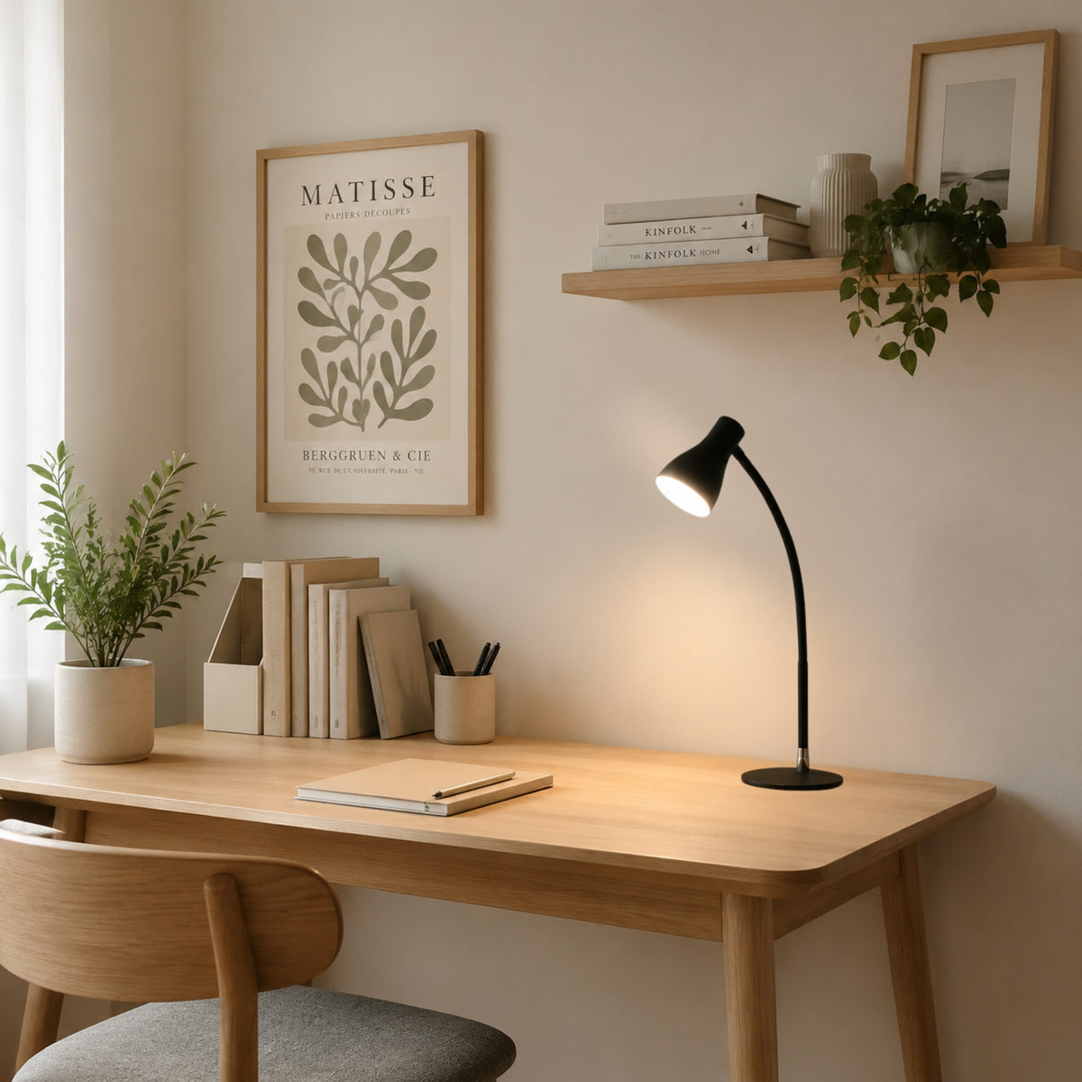 lampe de bureau led avec cadre usb influence scandinave