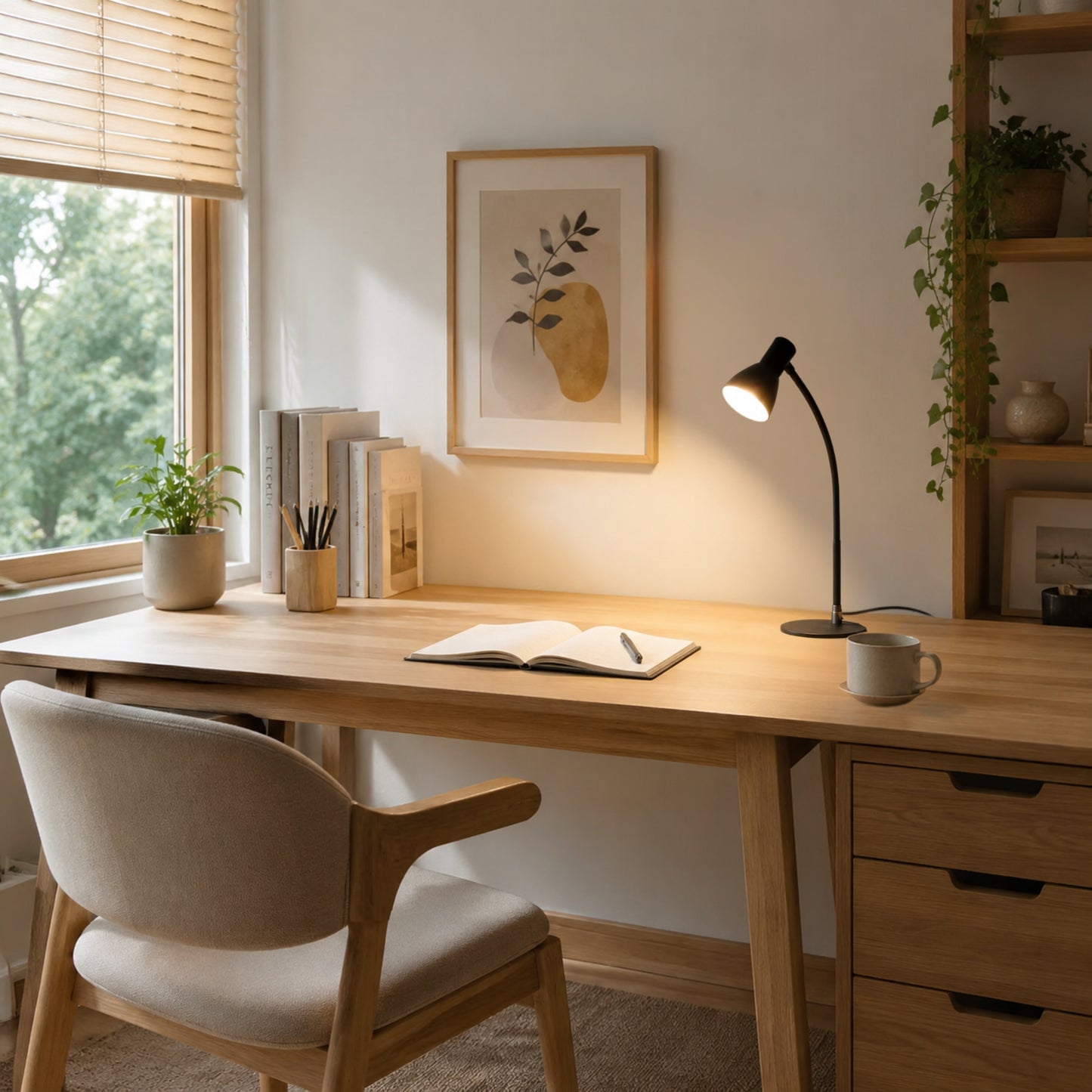 lampe de bureau led avec tasse usb influence scandinave