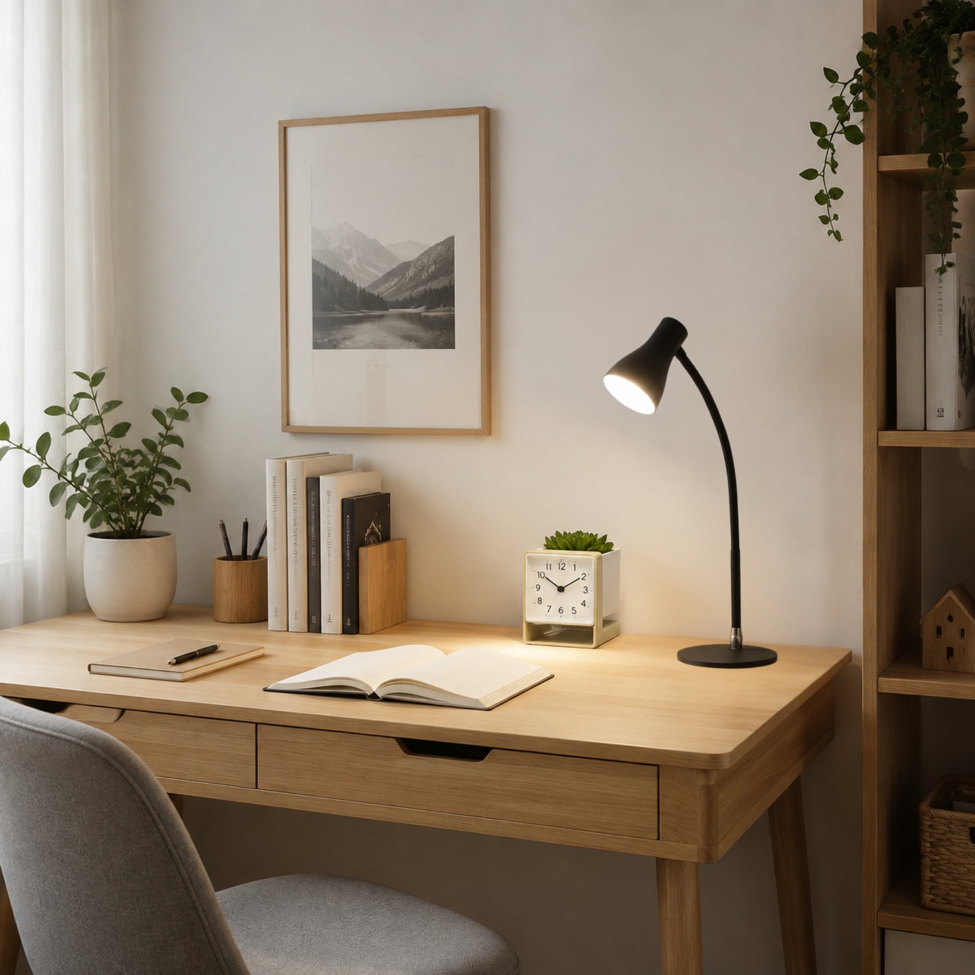 lampe de bureau led blanc froid usb influence scandinave