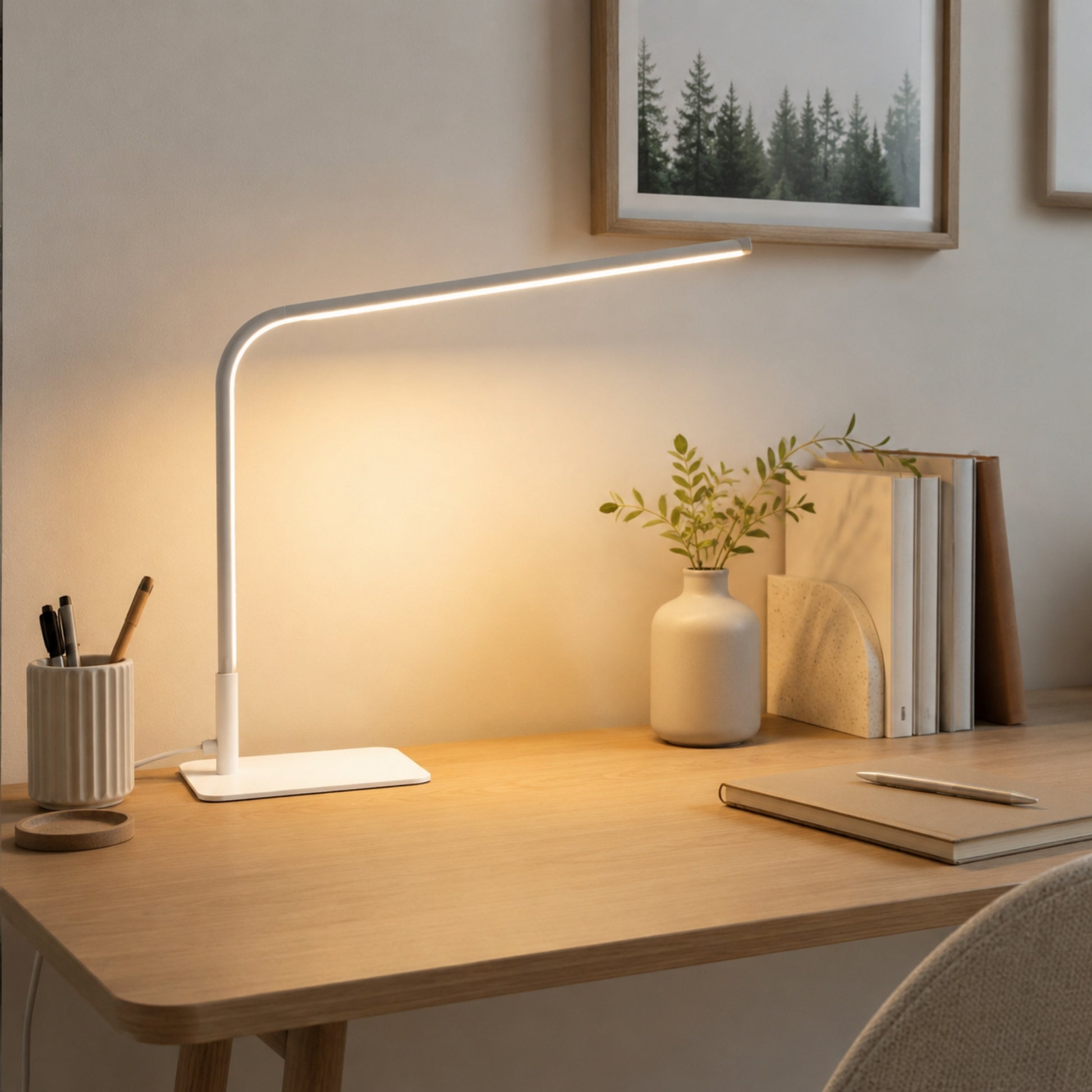 lampe de bureau led blanche avec cadre minimaliste ultra-fine