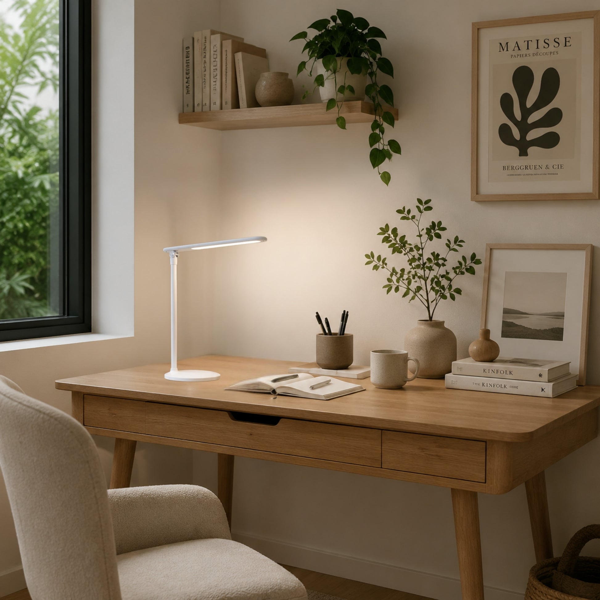 lampe de bureau led blanche avec cadre pliable rechargeable