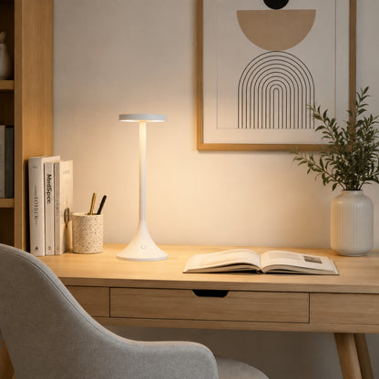 lampe de bureau led blanche avec plante design contemporain epure