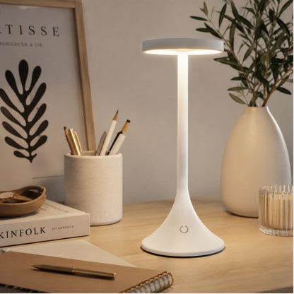 lampe de bureau led blanche avec porte crayons design contemporain epure