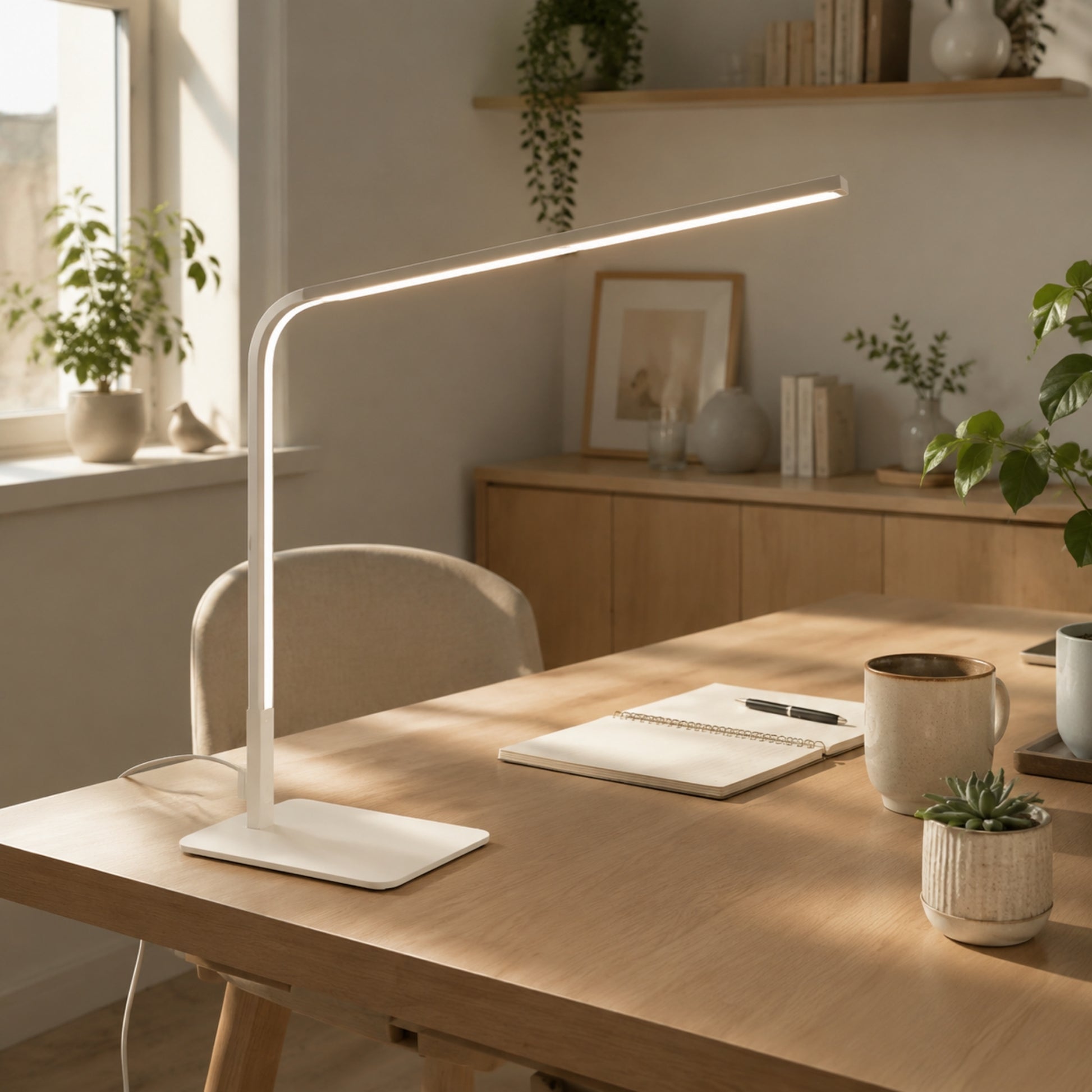 lampe de bureau led blanche avec tasse minimaliste ultra-fine