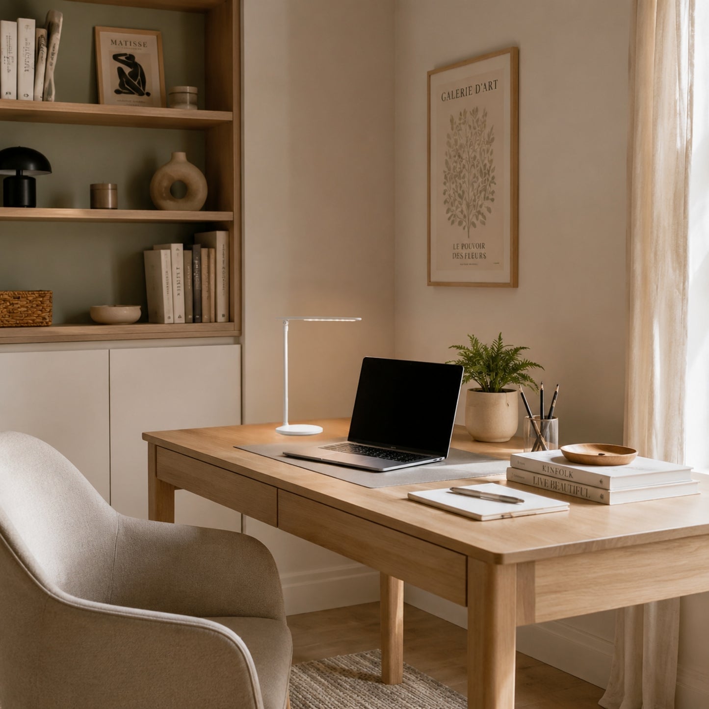 lampe de bureau led blanche dans bureau pliable rechargeable