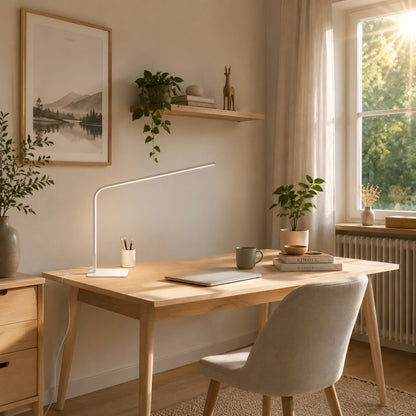 lampe de bureau led blanche rayon soleil minimaliste ultra-fine