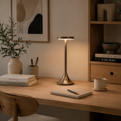 lampe de bureau led bronze avec plante design contemporain epure