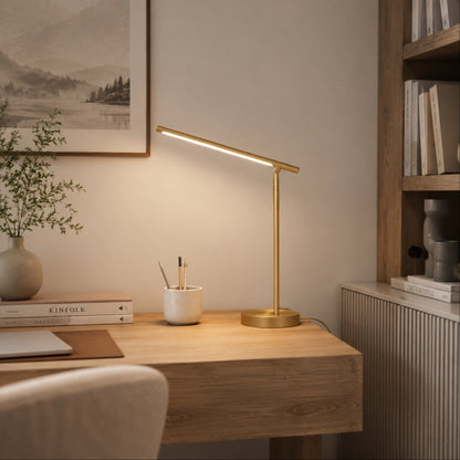 lampe de bureau led couleur doree design minimaliste articule