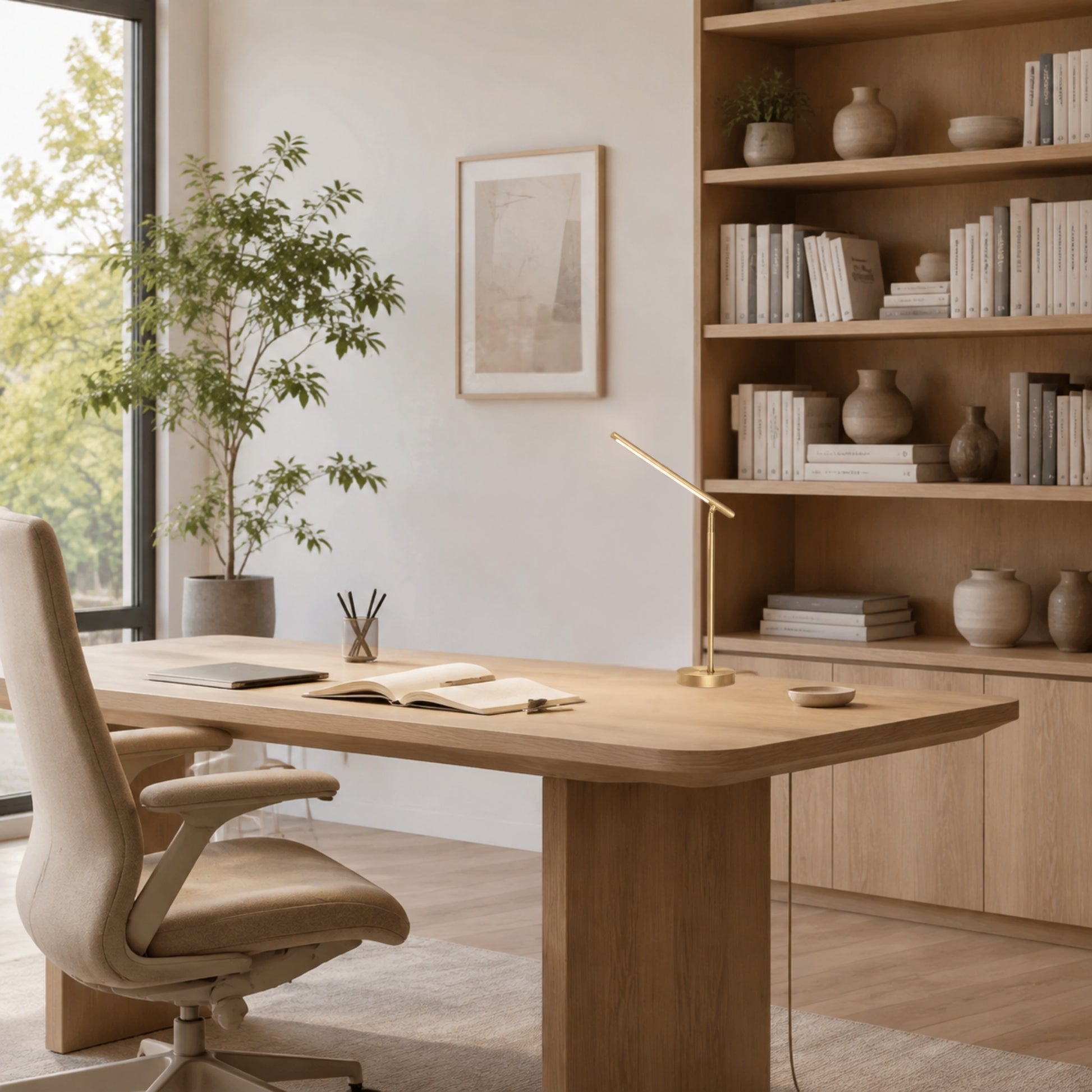 lampe de bureau led doree design minimaliste articule