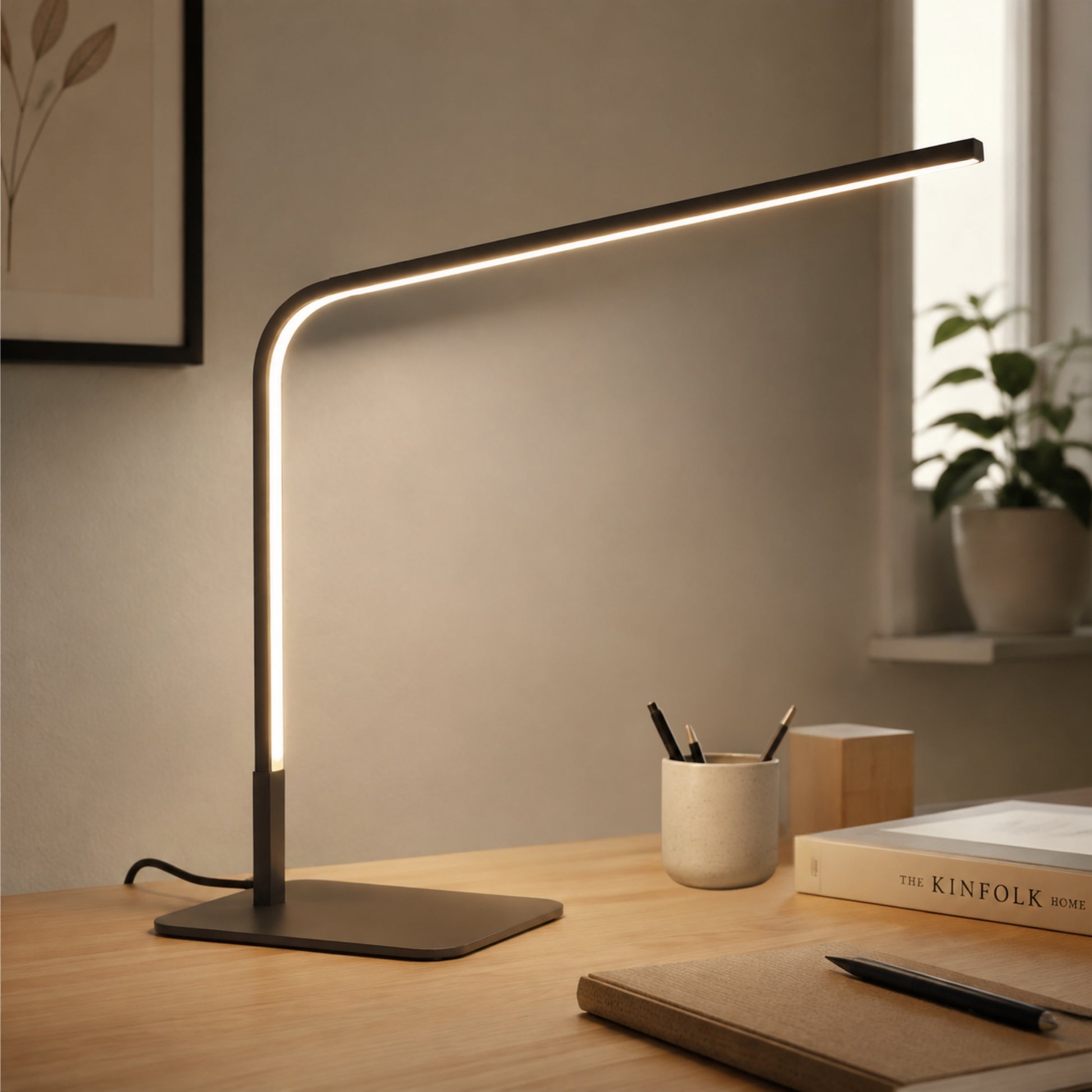 lampe de bureau led noir rapproche minimaliste ultra-fine