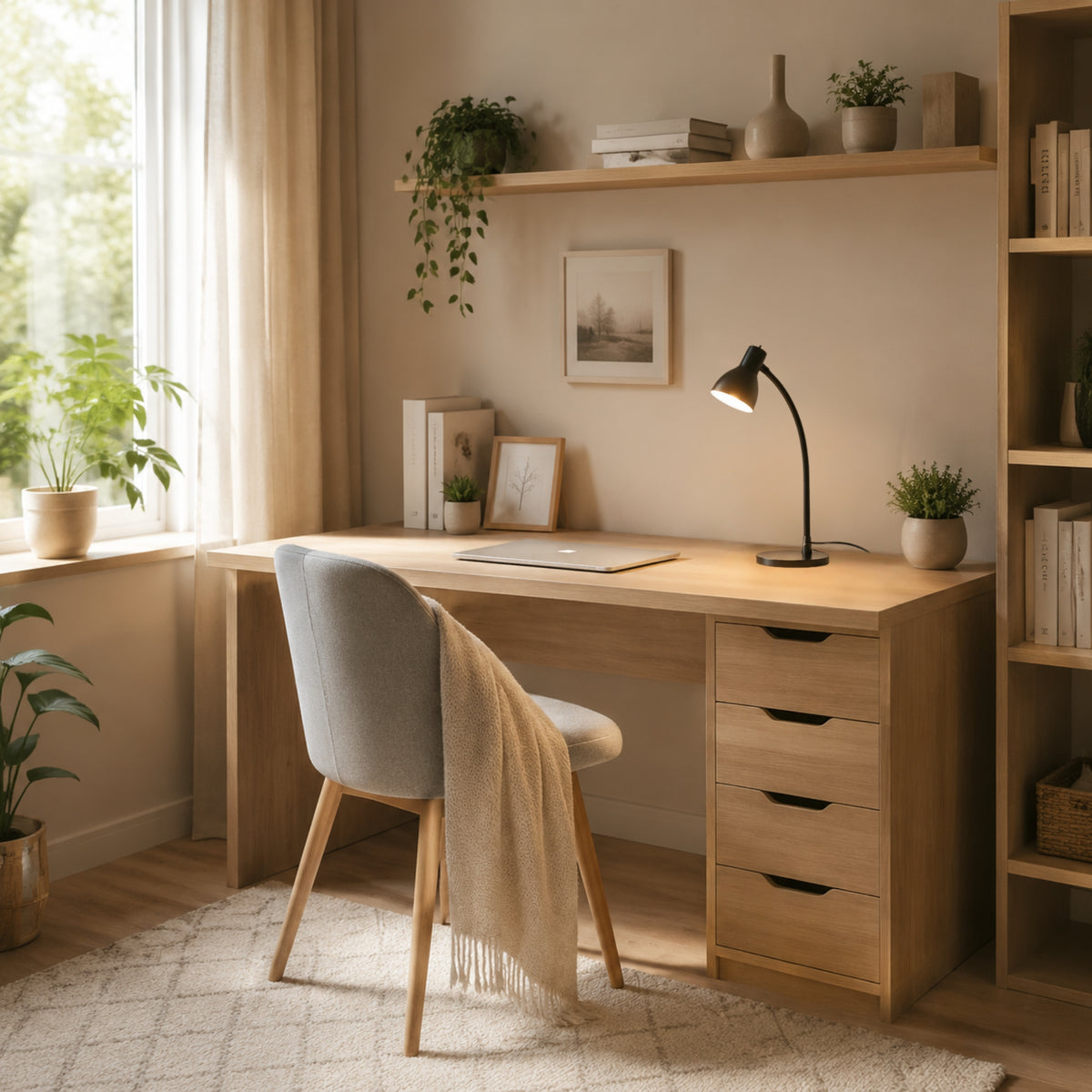 lampe de bureau led noire avec chaise usb influence scandinave