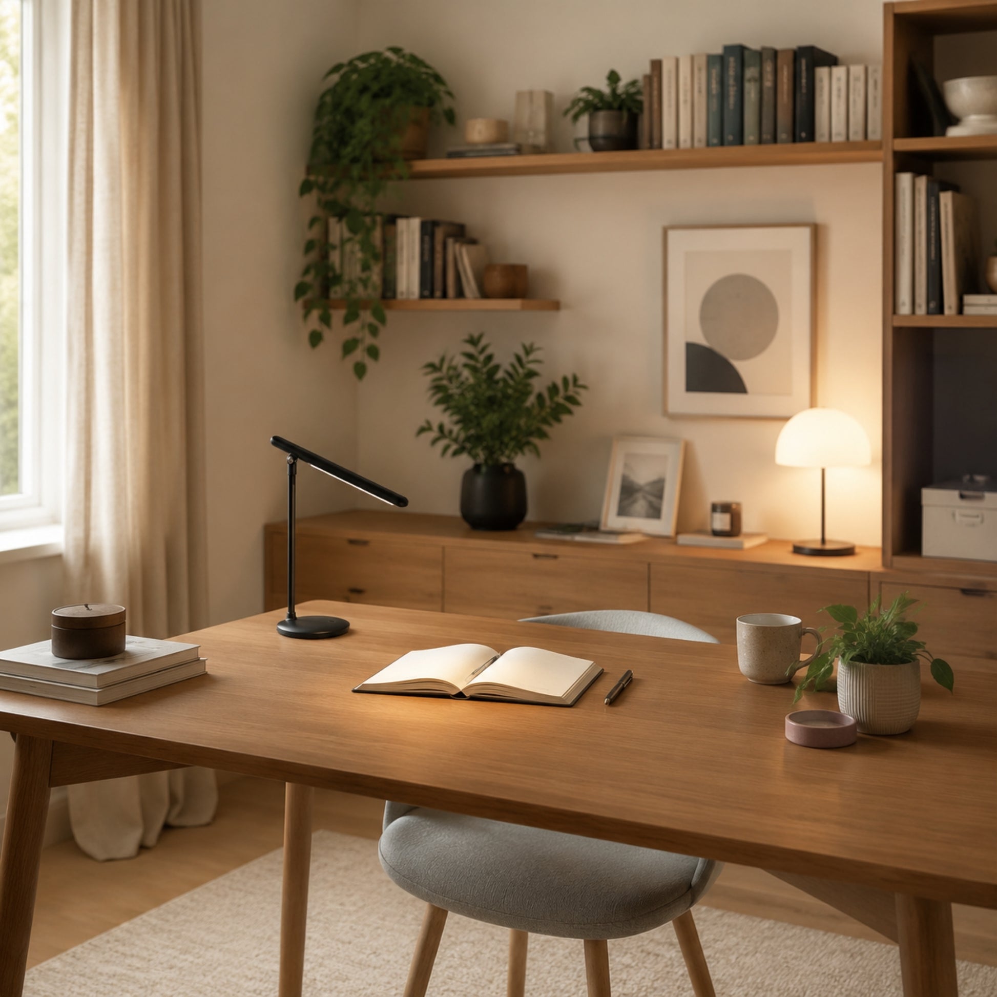 lampe de bureau led noire avec fenetre pliable rechargeable