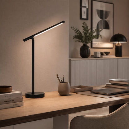 lampe de bureau led noire avec ordinateur design minimaliste articule
