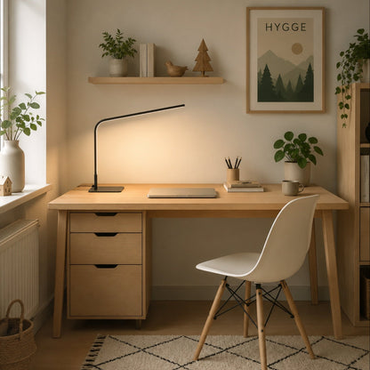 lampe de bureau led noire avec ordinateur minimaliste ultra-fine