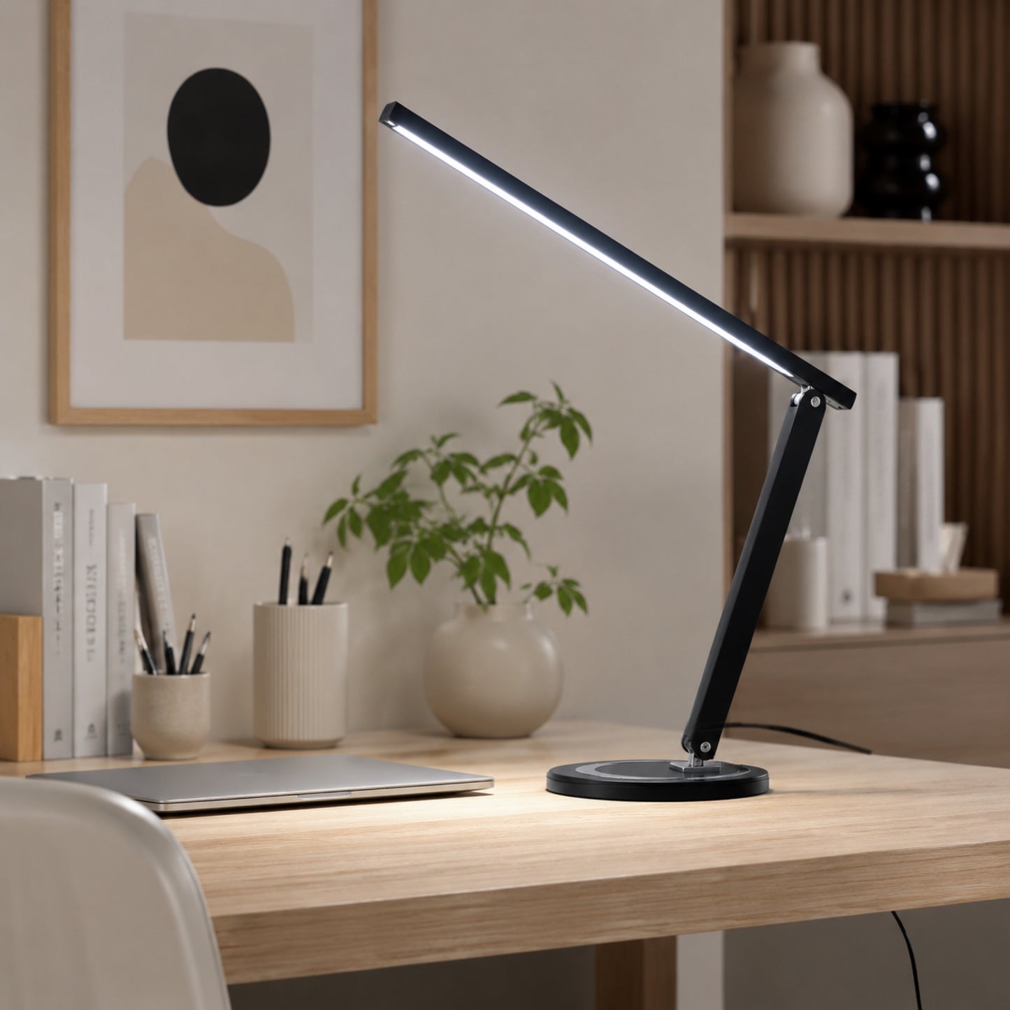 lampe de bureau led noire lumineuse articulee