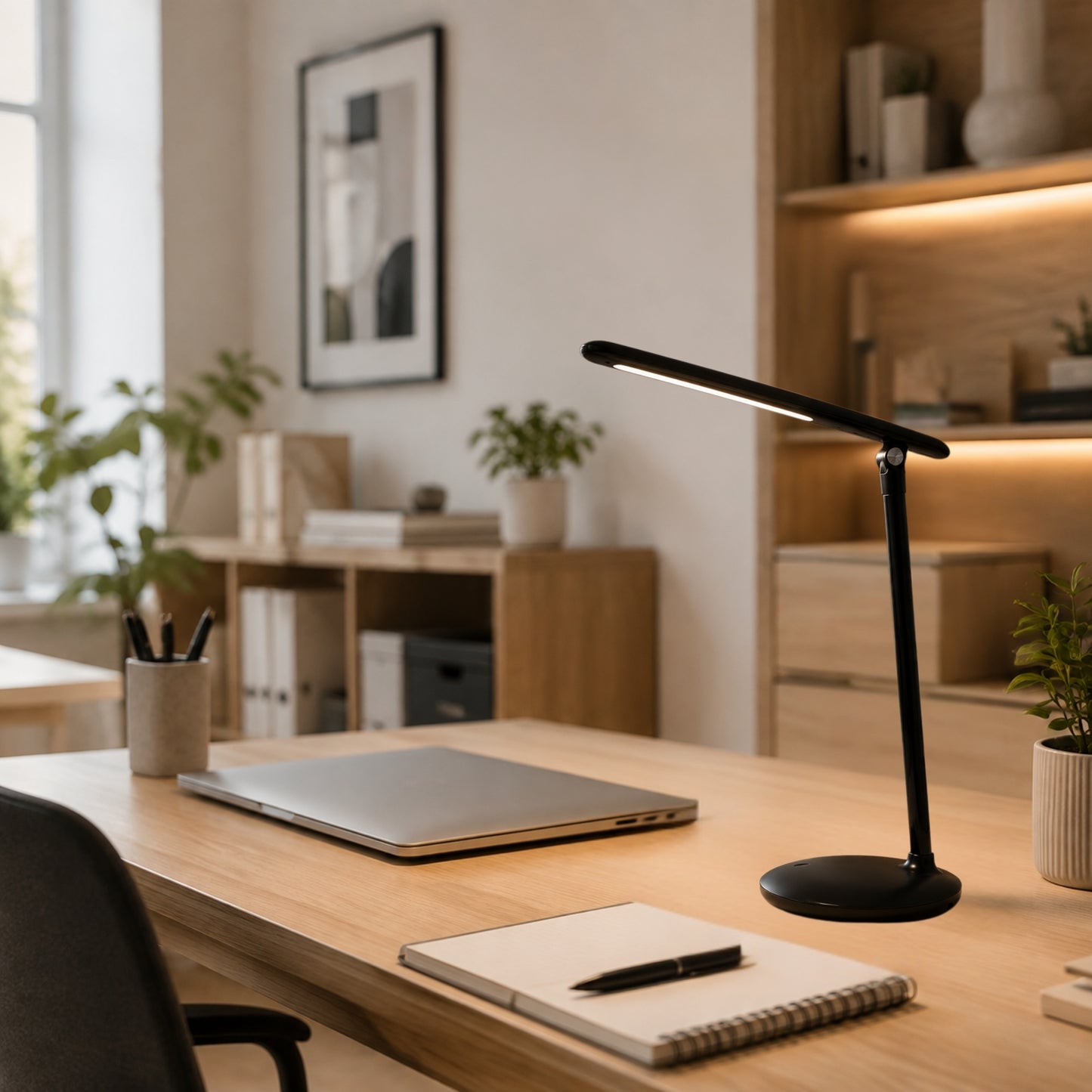 lampe de bureau led noire pliable rechargeable