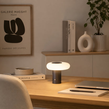 lampe de bureau sans fil anthracite brosse 10 cm esthetique spatiale scandinave