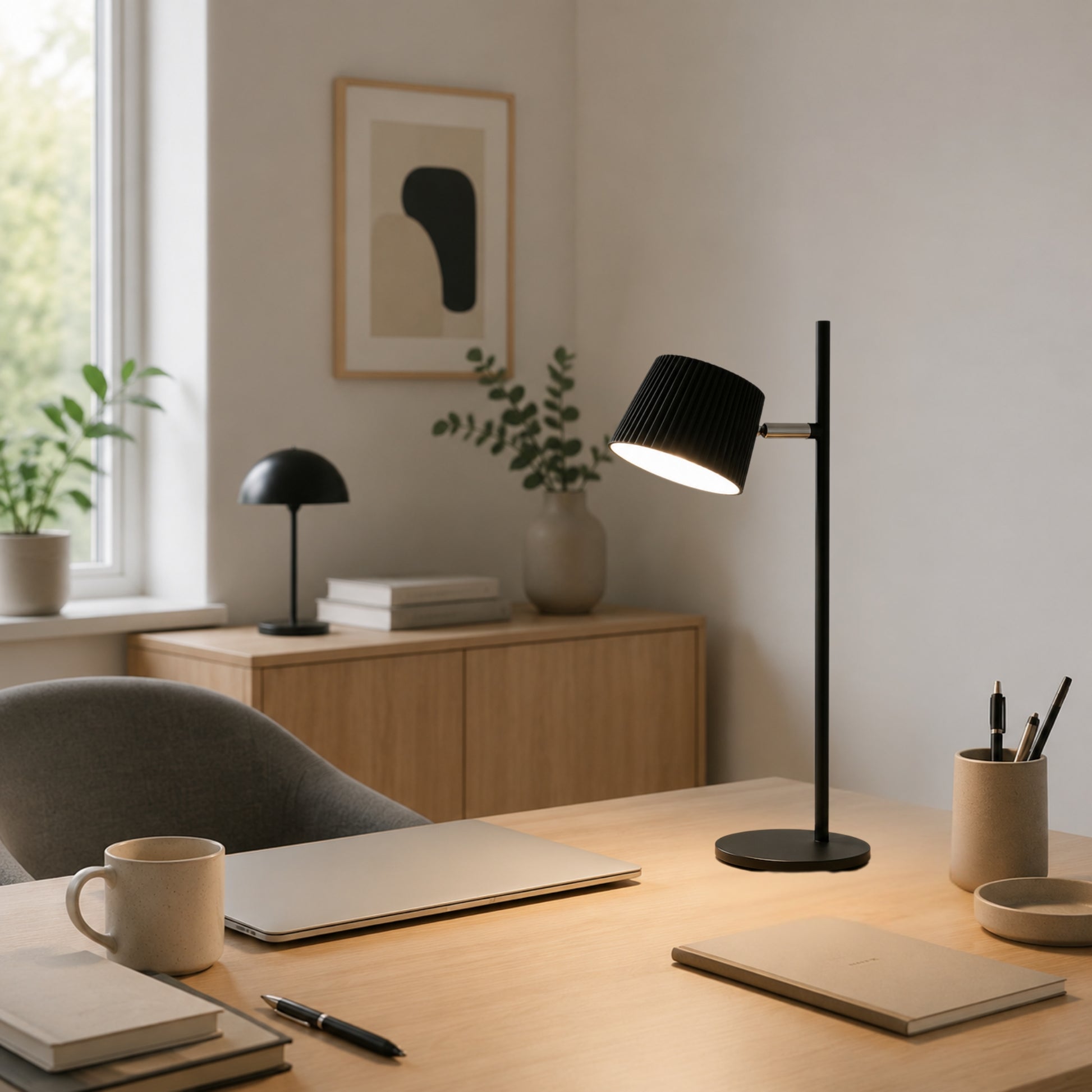lampe de bureau sans fil avec fenetre design contemporain cannele