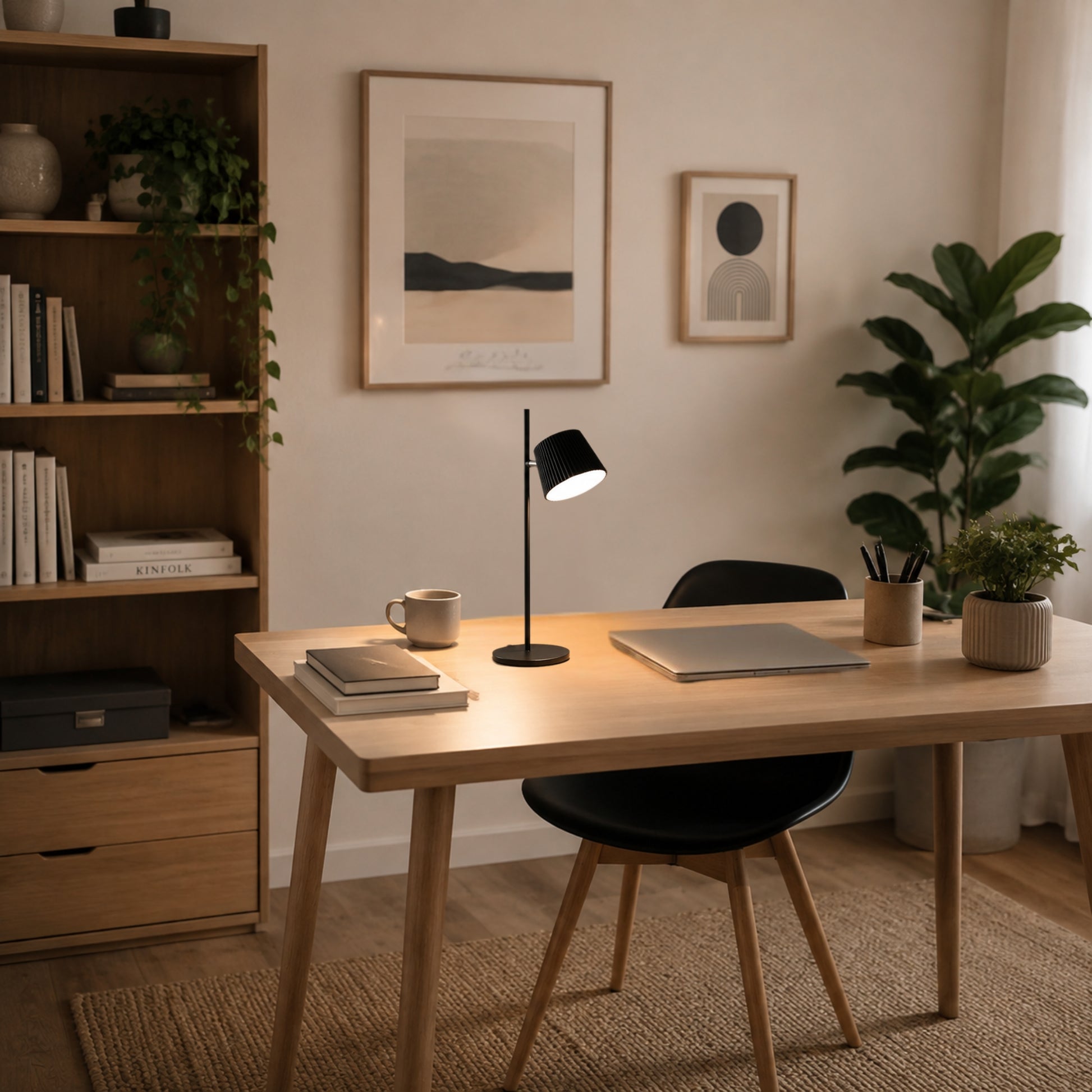 lampe de bureau sans fil avec plante design contemporain cannele