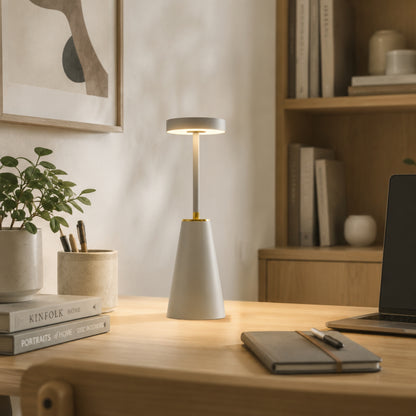 lampe de bureau sans fil blanche avec cadre elegante 3 intensites