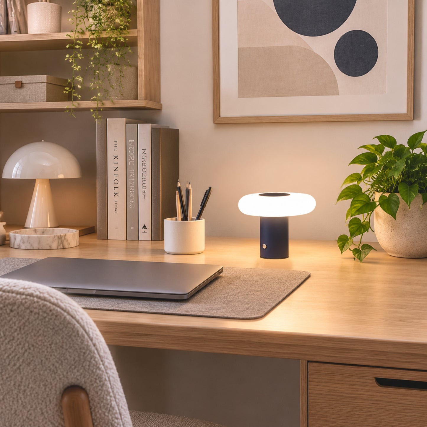 lampe de bureau sans fil bleu 10 cm esthetique spatiale scandinave