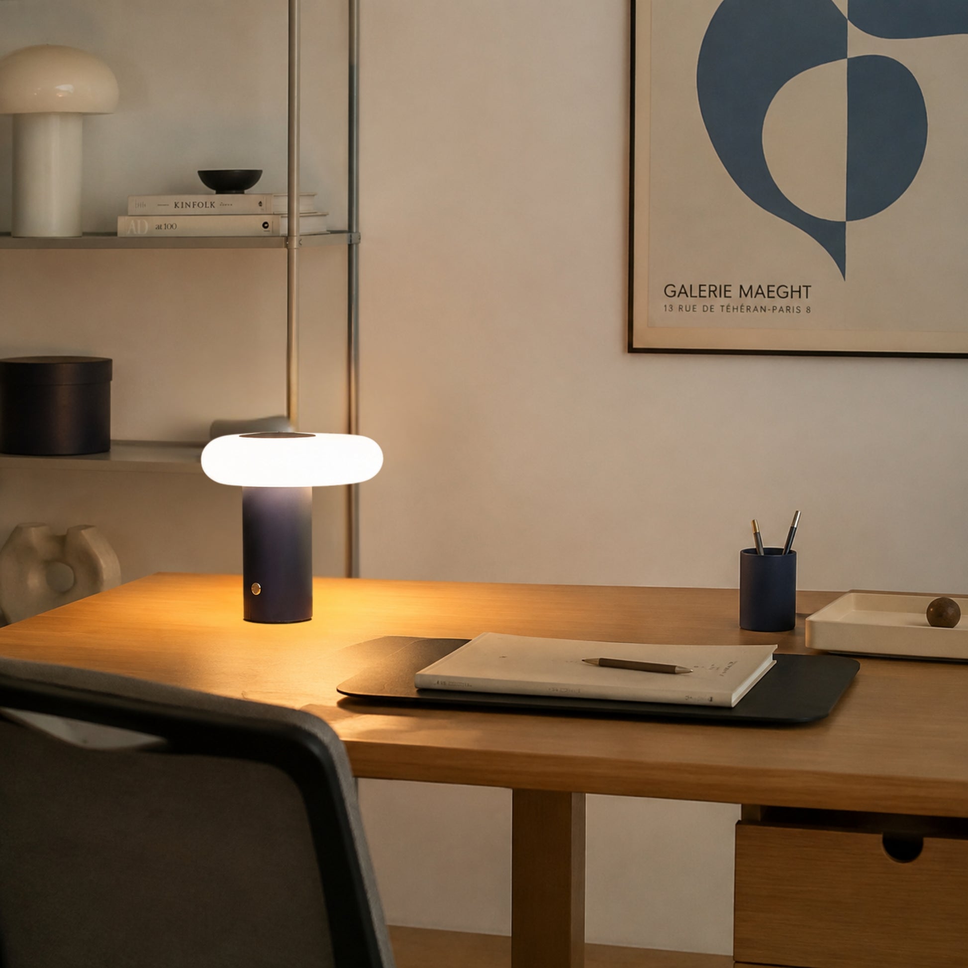 lampe de bureau sans fil bleu 20 cm esthetique spatiale scandinave