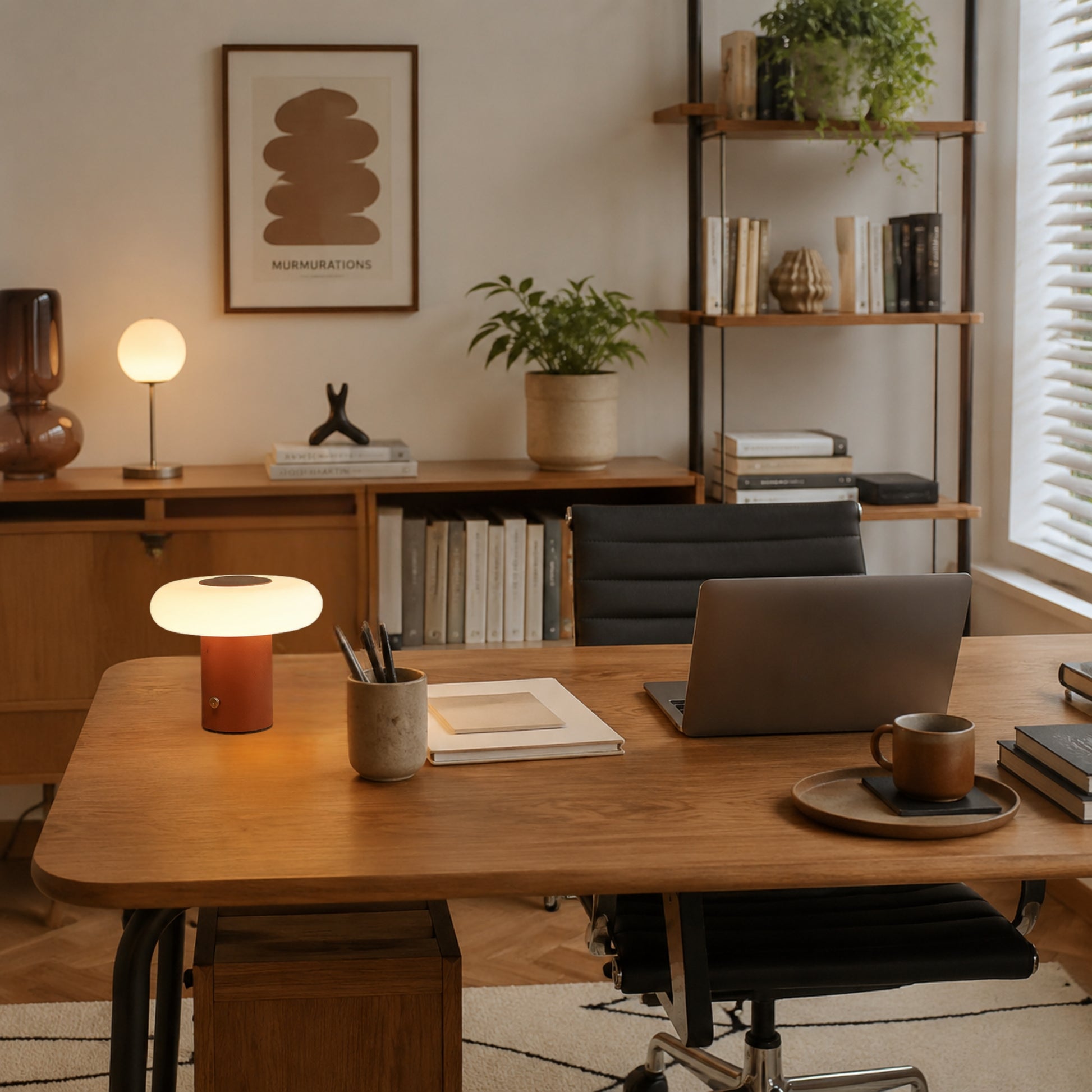 lampe de bureau sans fil brun terre cuite 15 cm esthetique spatiale scandinave